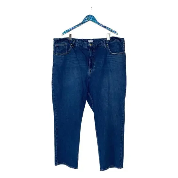 GOOD AMERICAN Good Icon Indigo Wash Crop Straight Leg Jeans Plus Size 24 - Picture 2 of 9